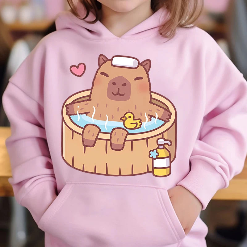 Capybara Boba Cute Hoodie for Kids