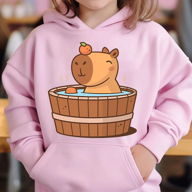 Capybara Boba Cute Hoodie for Kids