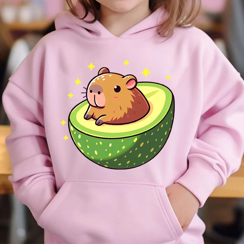 Capybara Boba Cute Hoodie for Kids