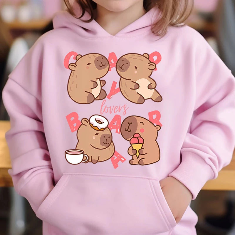 Capybara Boba Cute Hoodie for Kids