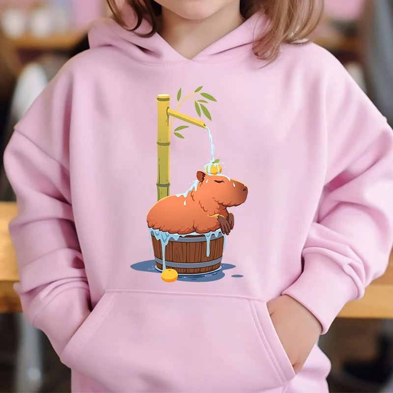 Capybara Boba Cute Hoodie for Kids