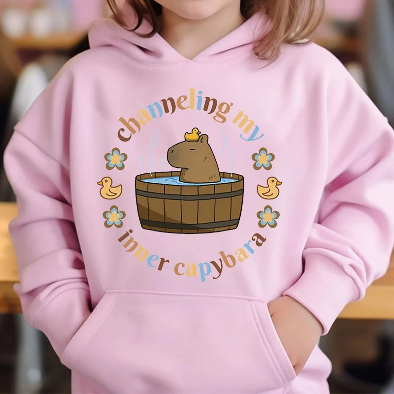 Capybara Boba Cute Hoodie for Kids