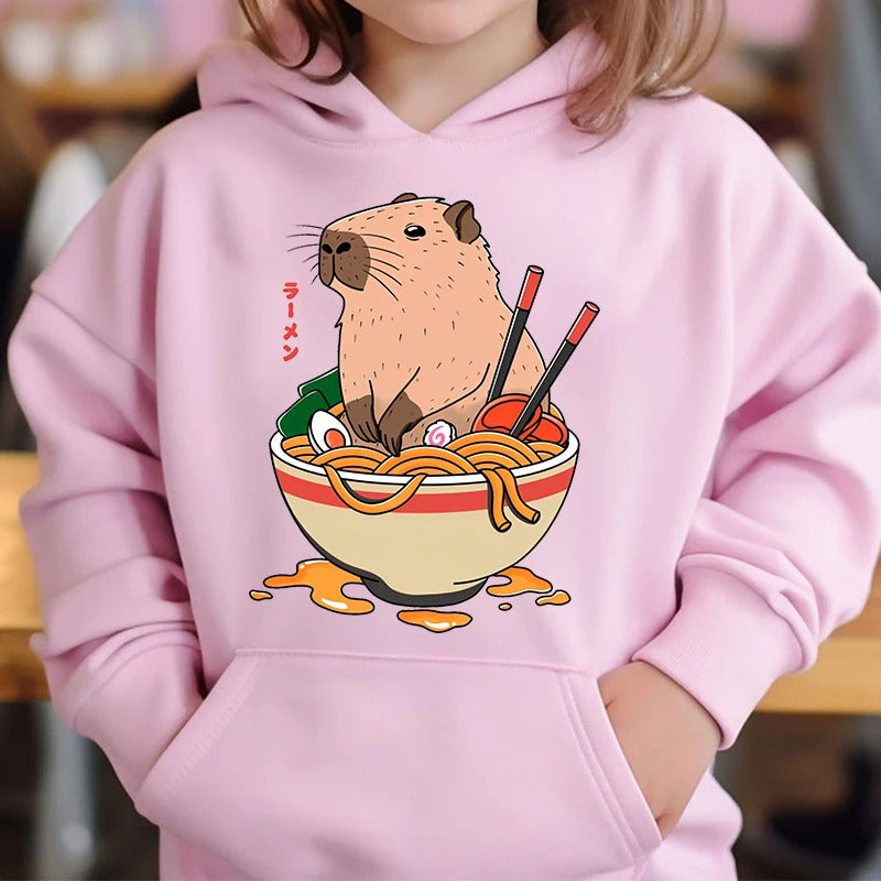 Capybara Boba Cute Hoodie for Kids