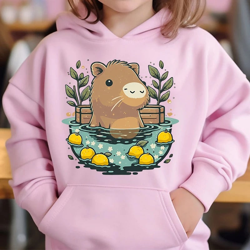 Capybara Boba Cute Hoodie for Kids